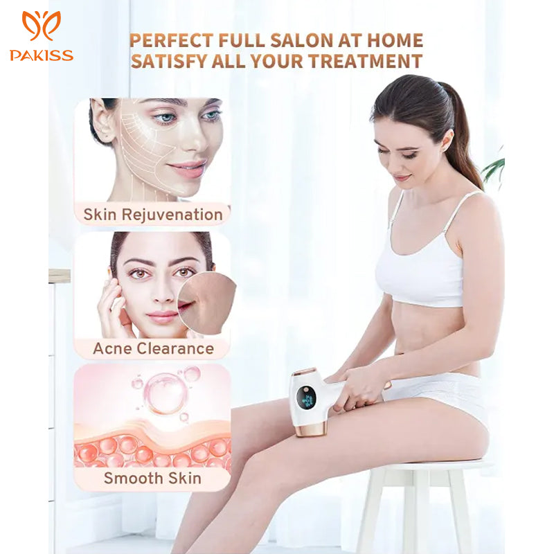 Depiladora IPL Profesional Blanco Dorado – Luz Pulsada Recargable para Uso Doméstico