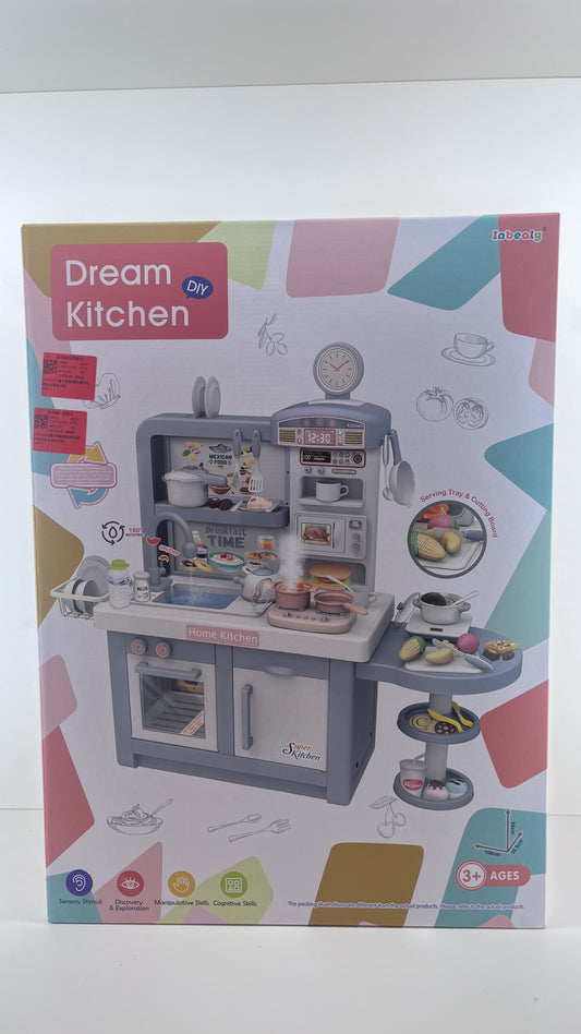 🍽️👩‍🍳 Cocina Infantil Deluxe en Color Gris – Juego Completo con Accesorios ✨🧁