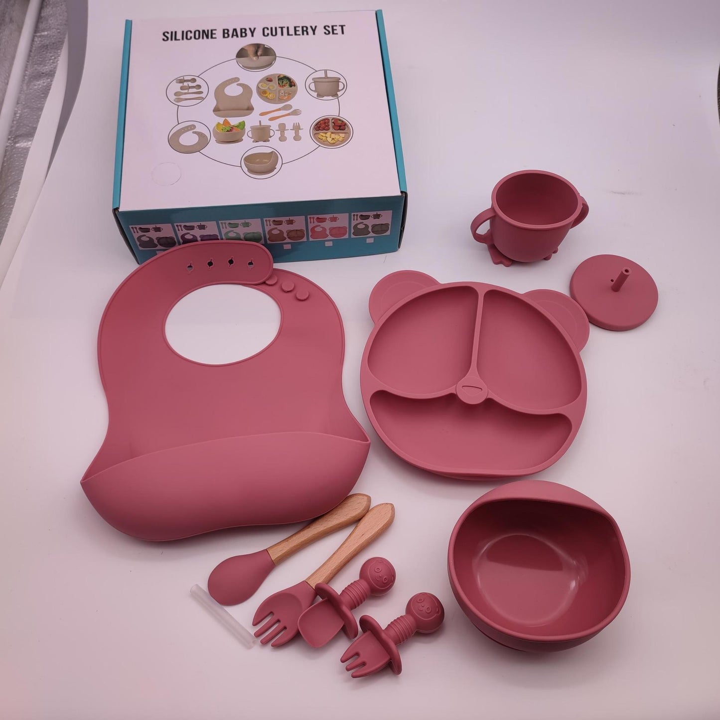Set de Alimentación para Bebé 7 Piezas de Silicona – Libre de BPA y Perfecto como Regalo