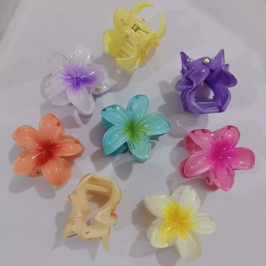 Clips de Flores Hawaianas Plumeria Rubra – Pinzas de Plástico con Flores Artificiales para el Cabello