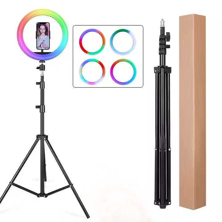 Anillo de Luz LED RGB con Trípode – Luz de Relleno para Maquillaje, Fotografía y Video