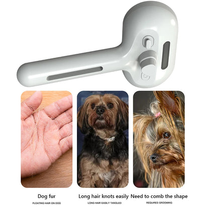 Peine 3 en 1 Recargable para Mascotas – Antiestático y Ecológico con Botón de Liberación