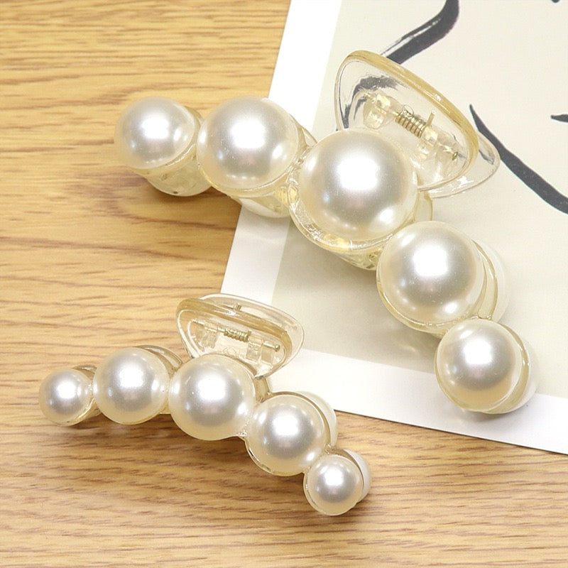 Pinza de Pelo Coreana con Perlas – Abrazadera Decorativa de Plástico de 5 cm para Mujer