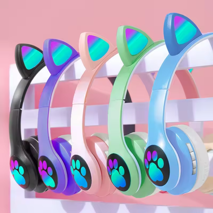 Audífonos Inalámbricos con Orejas de Gato Luminosas – Con Micrófono y Sonido Estéreo