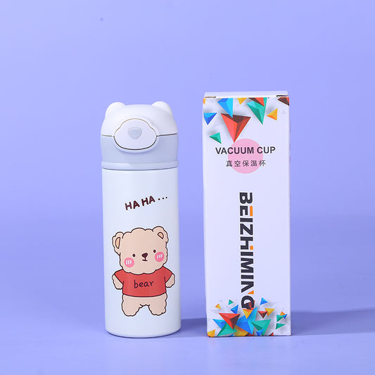 Termo Infantil con Diseño de Osito – Botella Térmica con Tapa Abatible y Pico Antiderrame