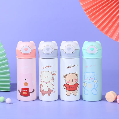 Termo Infantil con Diseño de Osito – Botella Térmica con Tapa Abatible y Pico Antiderrame