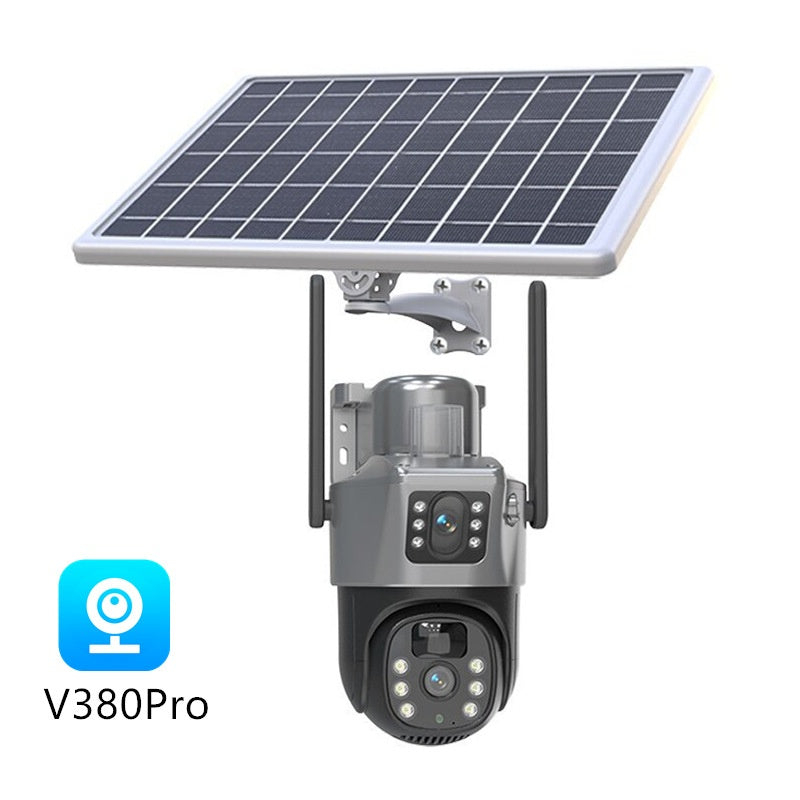 Cámara IP Dual con Visión Nocturna LED – Monitoreo Doméstico con Batería y Carga Solar