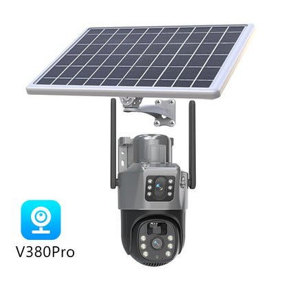 Cámara IP Dual con Visión Nocturna LED – Monitoreo Doméstico con Batería y Carga Solar