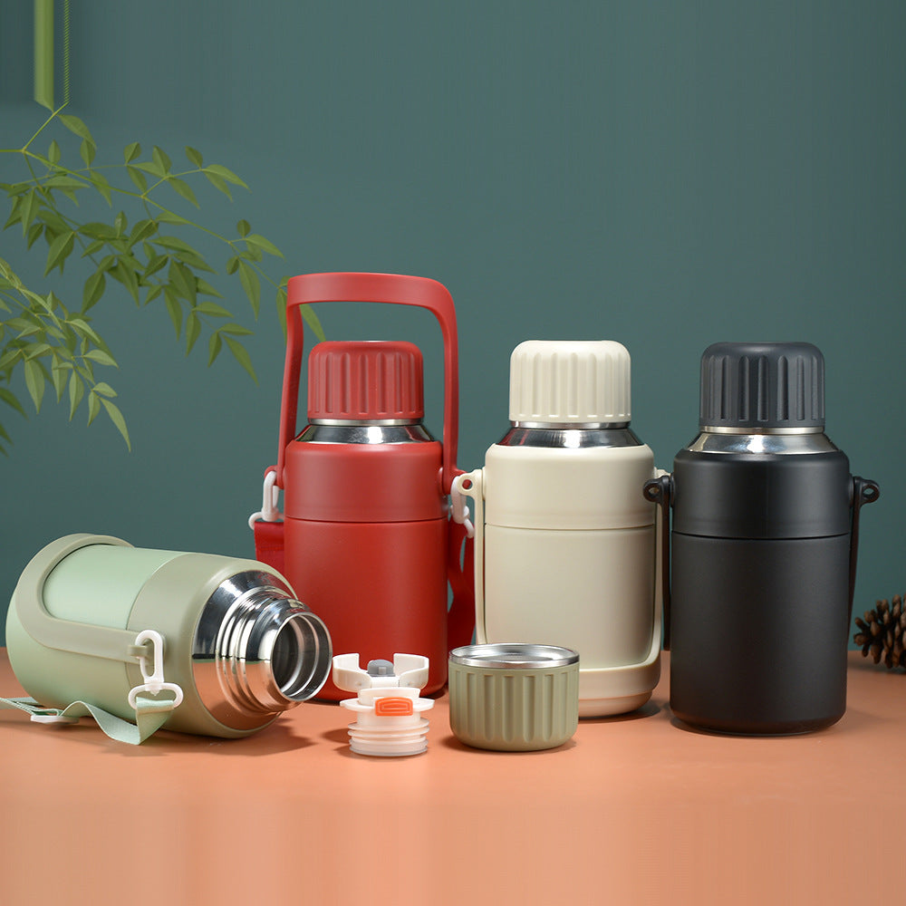 Termo Compacto Portátil con Asa – Botella Térmica de Diseño Moderno