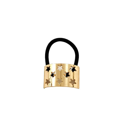 Cola de Caballo Metálica Dorada – Diseño Retro de Gama Alta con Detalles Troquelados