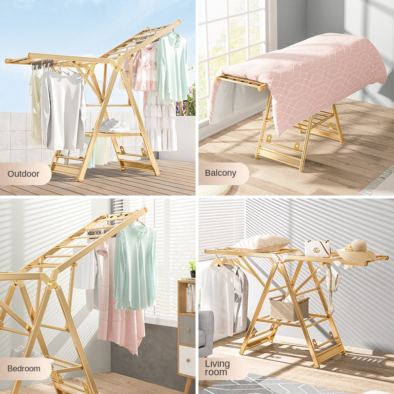 Tendedero Plegable de Aluminio – Color Dorado u Oro Rosa, Ligero y Resistente