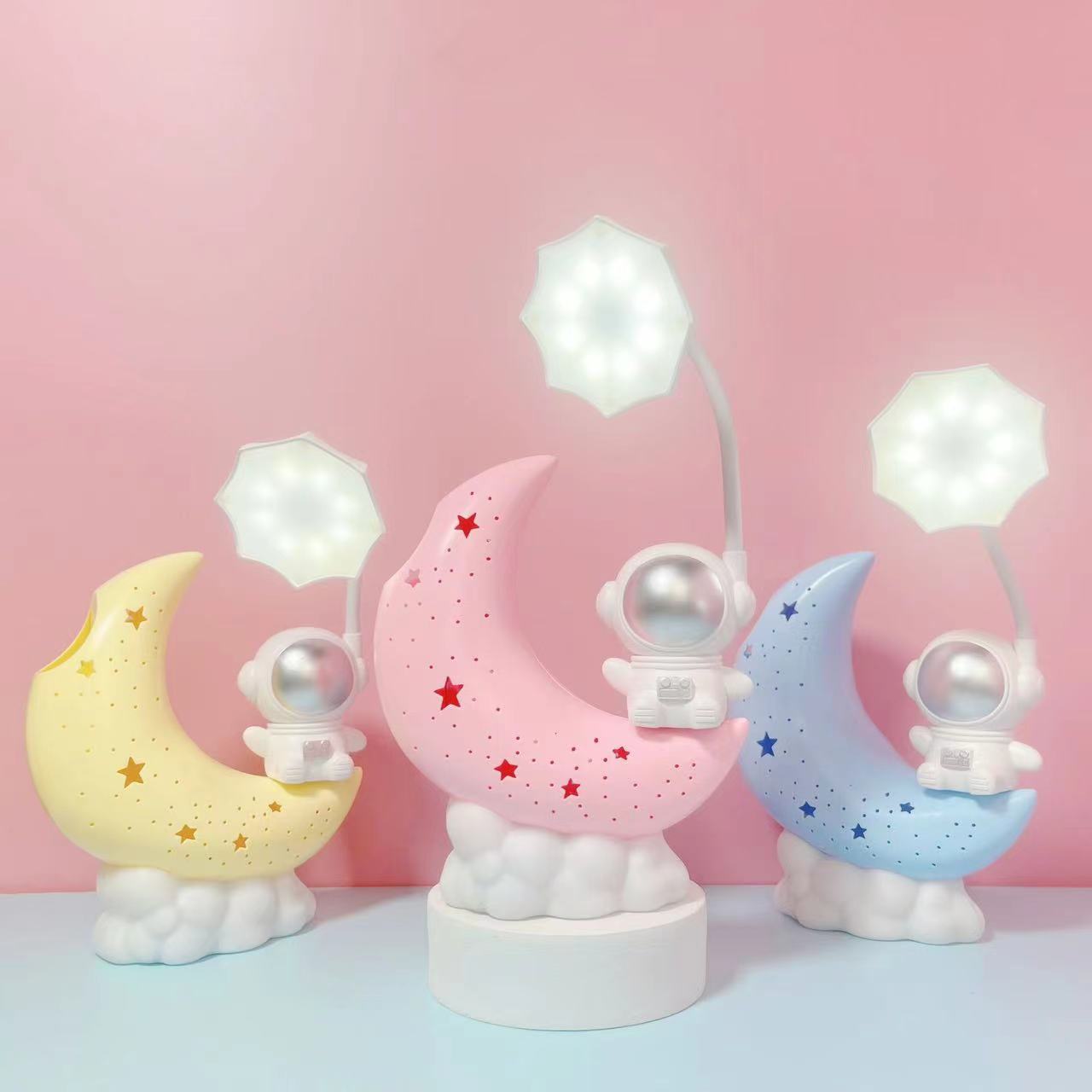 Lámpara de Mesa Infantil Recargable – Luz Nocturna de Estrellas y Conejo con Globo