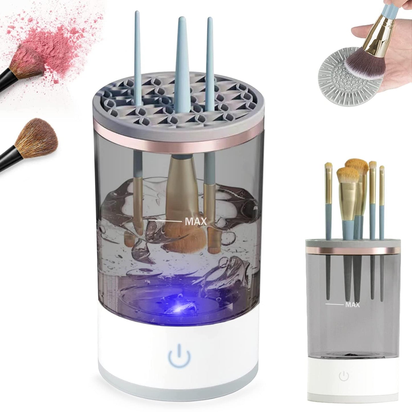 Limpiador Eléctrico Automático 3 en 1 para Brochas de Maquillaje – Portátil con Secador Integrado