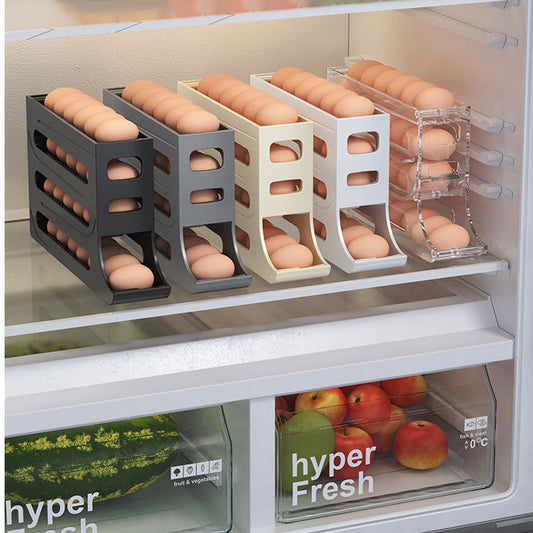 Dispensador de Huevos 4 Niveles con Rodillos – Organizador de Alta Capacidad para Refrigerador