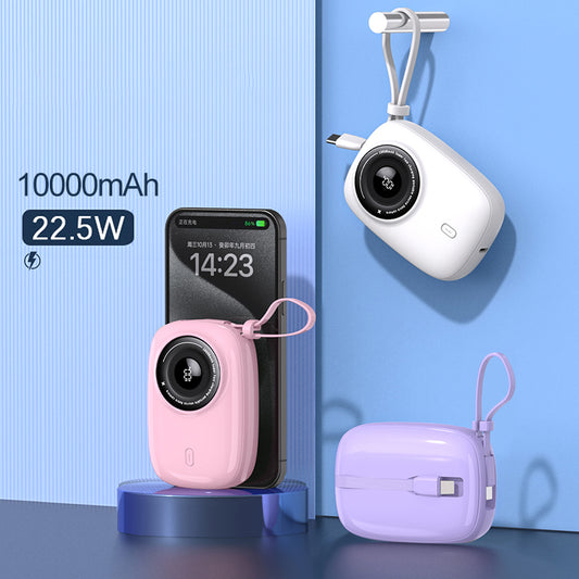 Power Bank 10000 mAh con 2 Cables Integrados – Carga Rápida 30 W PD y Pantalla Digital