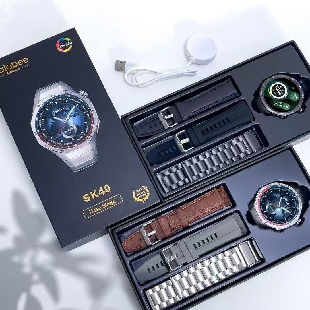 Reloj Inteligente Kalobee SK40 HD 2025 – Impermeable IP68 con Monitoreo de Salud y 3 Correas