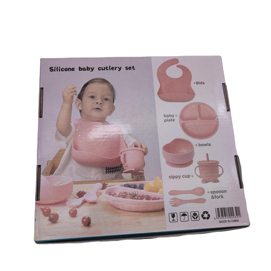 Set de Alimentación para Bebé 7 Piezas de Silicona – Libre de BPA y Perfecto como Regalo