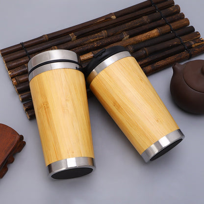 Botella Ecológica de Bambú y Acero Inoxidable – Térmica, con Infusor y Grabado Personalizado