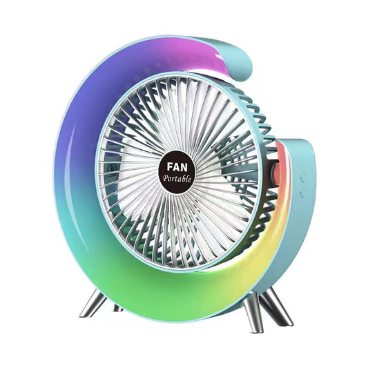 Ventilador de Escritorio LED 7 Colores – Portátil Eléctrico para Hogar, Dormitorio u Oficina