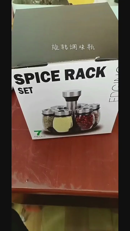 Especiero Giratorio de Acero Inoxidable – Set con Frascos para Condimentos