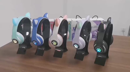 Audífonos Inalámbricos con Orejas de Gato Luminosas – Con Micrófono y Sonido Estéreo