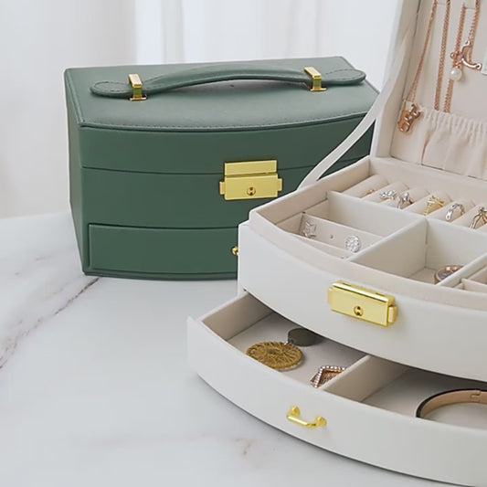 💗✨ Joyero Elegante con Espejo y Múltiples Compartimentos – Estilo y Organización en un Solo Lugar 🎀🛍️