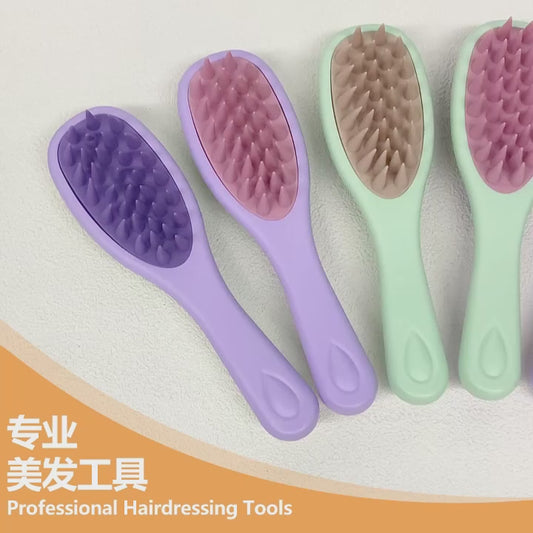 Cepillo de Lavado y Masaje de Cabello Doble Cara – Con Correa de Silicona y Dientes de Nylon